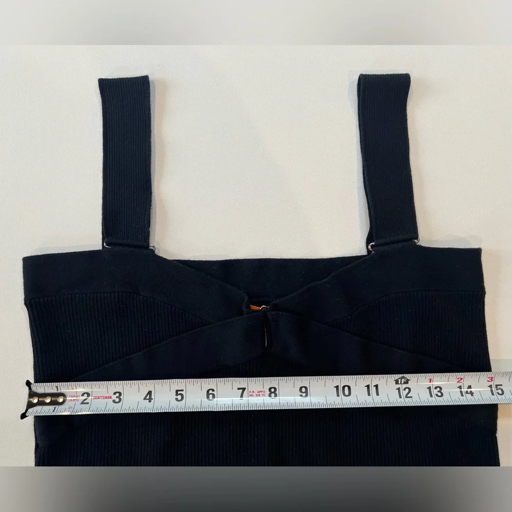 Cynthia Steffe Ribbed Knit Crisscross Stretch Black Medium Dressy Tank - Picture 6 of 9